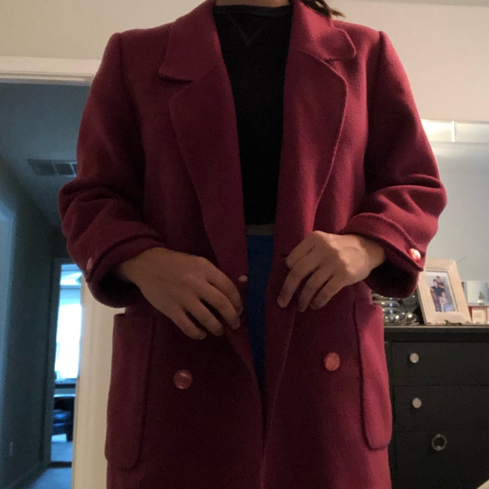 Magenta Colored Pea Coat